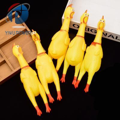 Squeeze rubber chicken toy
